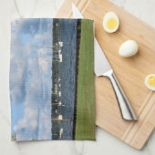 Boten op het Muskegon meer Theedoek (Quarter Fold)