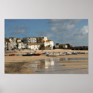 Boten op het Poster met lage titer, St. Ives Harbo