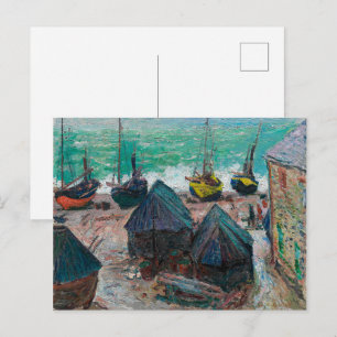 Boten op het strand bij Étretat Claude Monet Briefkaart