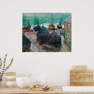 Boten op het strand bij Étretat   Claude Monet   Poster