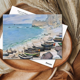 Boten op het strand bij Etretat Claude Monet Briefkaart