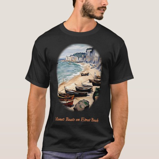 Boten op het strand bij Étretat T-shirt (Voorkant)