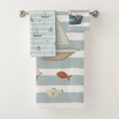 Boten op het water handdoek set met naam (Insitu)