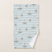 Boten op het water handdoek set met naam (Handdoek)