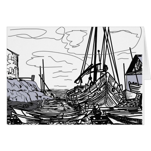 boten op het zee (Voorkant Horizontaal)