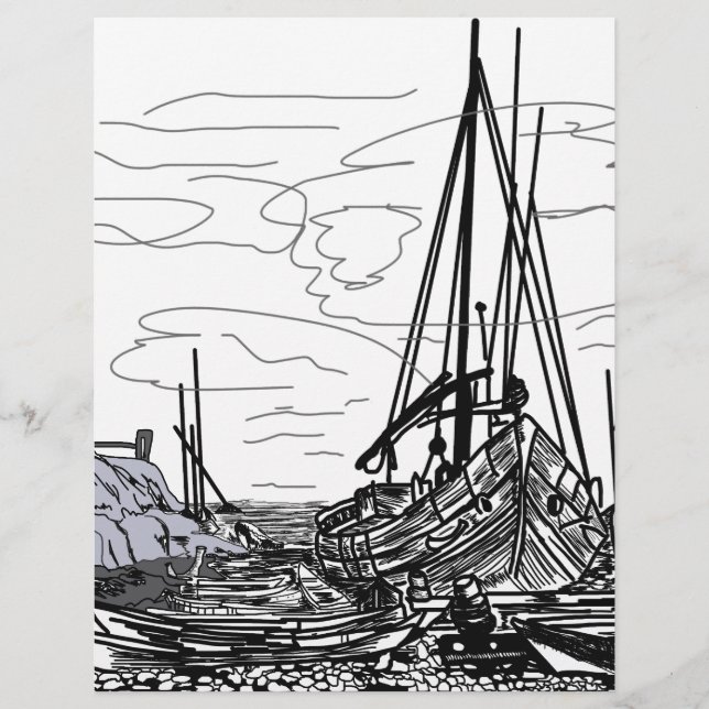 boten op het zee (Voorkant)