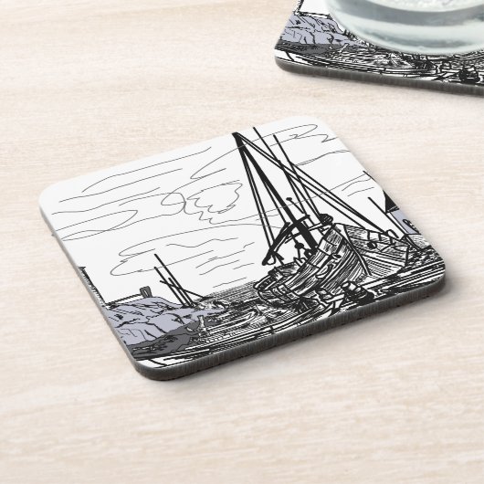 boten op het zee bier onderzetter (Linkerzijde)