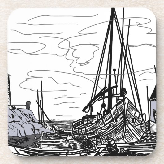 boten op het zee bier onderzetter (Voorkant)