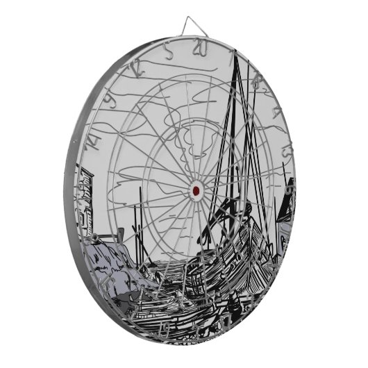 boten op het zee dartbord (Voorkant Links)