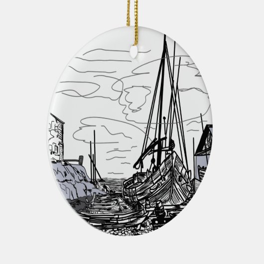 boten op het zee keramisch ornament (Rechts)