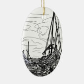 boten op het zee keramisch ornament (Rechts)