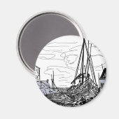 boten op het zee magneet (Voorkant / Achterkant)