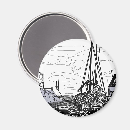 boten op het zee magneet (Voorkant / Achterkant)