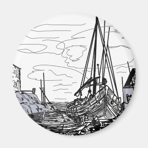 boten op het zee magneet