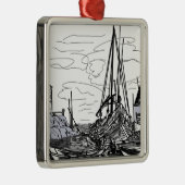 boten op het zee metalen ornament (Rechts)