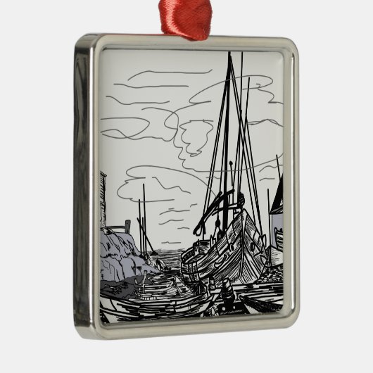 boten op het zee metalen ornament (Rechts)