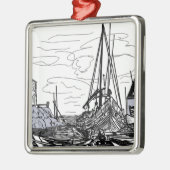 boten op het zee metalen ornament (Links)