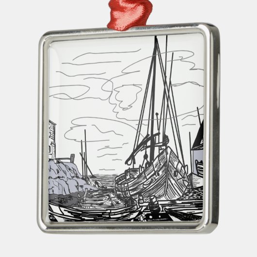 boten op het zee metalen ornament (Links)