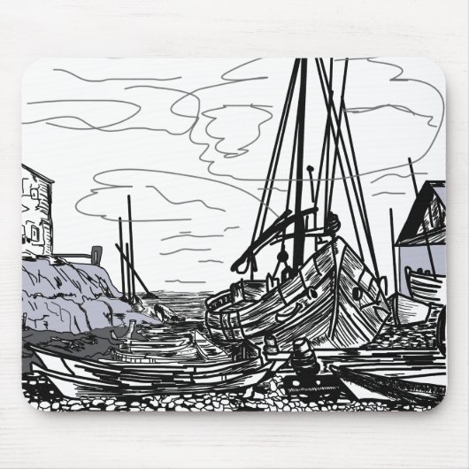 boten op het zee muismat (Voorkant)