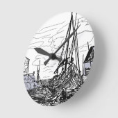 boten op het zee ronde klok (Hoek)