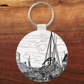 boten op het zee sleutelhanger (Voorkant)