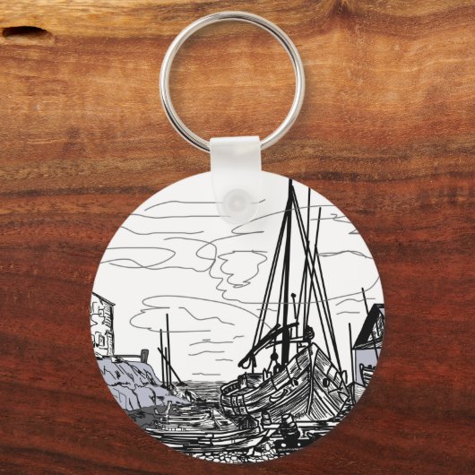 boten op het zee sleutelhanger (Voorkant)