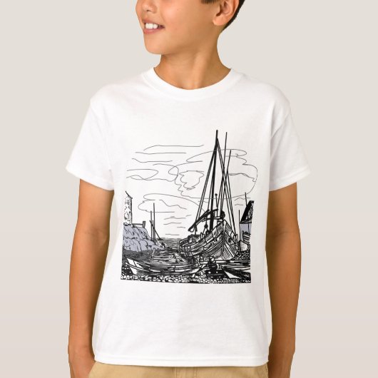 boten op het zee t-shirt (Voorkant)