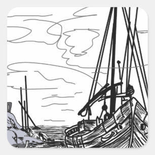 boten op het zee vierkante sticker