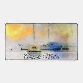 boten op zonsondergang bureaumat (Voorkant)