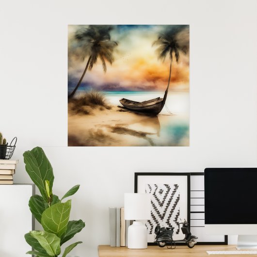 Boten & Stranden - 4 Poster (Thuiskantoor)