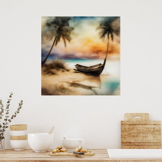 Boten & Stranden - 4 Poster (Keuken)