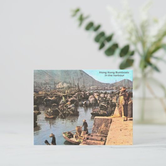  boten uit Hongkong in de haven Briefkaart (Staand voorkant)