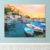 Boten van Capri Italië in Marina Grande Large Canvas Afdruk (Insitu (Houten vloer))