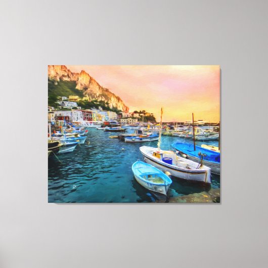Boten van Capri Italië in Marina Grande Large Canvas Afdruk (Voorkant)