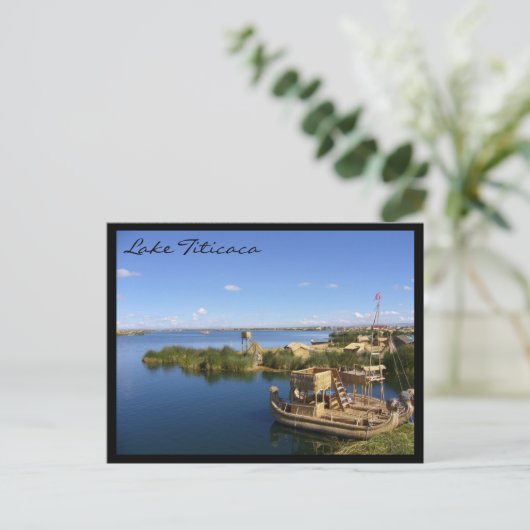 boten van het titicacameer briefkaart (Staand voorkant)