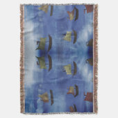 Boten waterverf Blauw Zee Gooi Deken (Voorkant Verticaal)