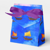 Boten waterverf Blauwe achtergrond Occasions Tent Bedankdoosjes (Voorkant Zijde)