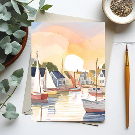 Botengolf | Kust oceaan aquarelschilderij Briefkaart