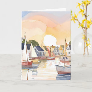 Botengolf   Kust Waterverfschilderij Kaart