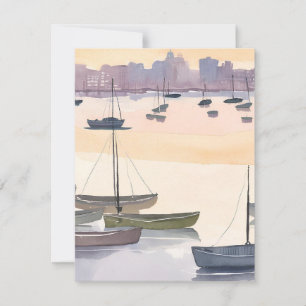 Botenmarina Aquarel Oceaanbaai Bedankkaart