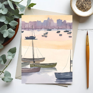 Botenmarina   Aquarel Oceaanbaai Briefkaart