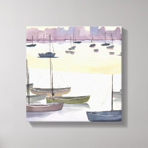 Botenmarina Aquarel Oceanbaai Canvas Afdruk
