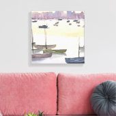 Botenmarina | Aquarel Oceanbaai Canvas Afdruk (Insitu (Woonkamer))