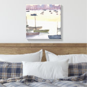 Botenmarina | Aquarel Oceanbaai Canvas Afdruk (Insitu (Slaapkamer))