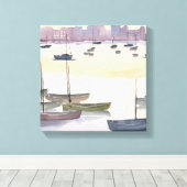 Botenmarina | Aquarel Oceanbaai Canvas Afdruk (Insitu (Houten vloer))