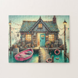 Botenwinkel Aanlegsteiger Roeiboot Zeekant Schat Legpuzzel