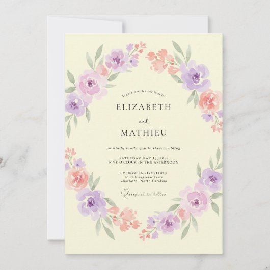 Boter Amethyst Bloemblad Bruiloft Kaart (Voorkant)