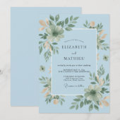 Boter Azure Loof Eucalyptus Bruiloft Kaart (Voorkant / Achterkant)