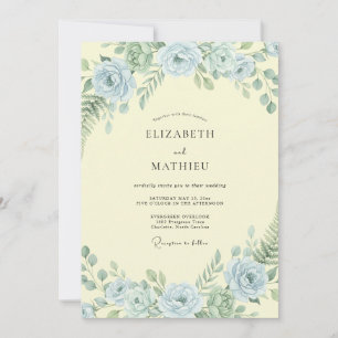 Boter Azure Ranunculus Stof Eucalyptus Bruiloft Kaart