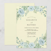 Boter Azure Ranunculus Stof Eucalyptus Bruiloft Kaart (Voorkant / Achterkant)